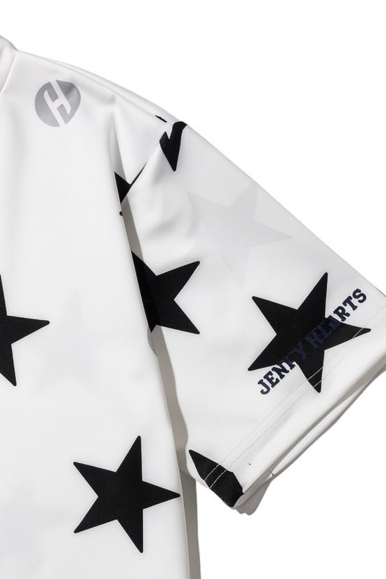 Mens Mock Neck Twinkle Star メンズゴルフウェア 夏 モックネック 半袖 ストレッチ 速乾 肌触りなめらか UVカット 星柄 おしゃれ 可愛い