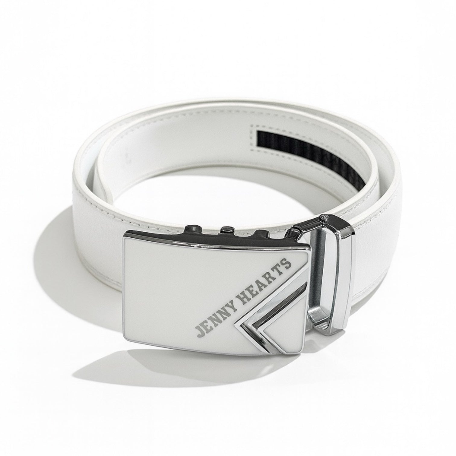 Mens Ladies Golf Belt  ゴルフウェア 男女兼用 ベルト 本革 レザー 白 自動バックル 穴なし スライド 幅3.5cm  長さ125cm