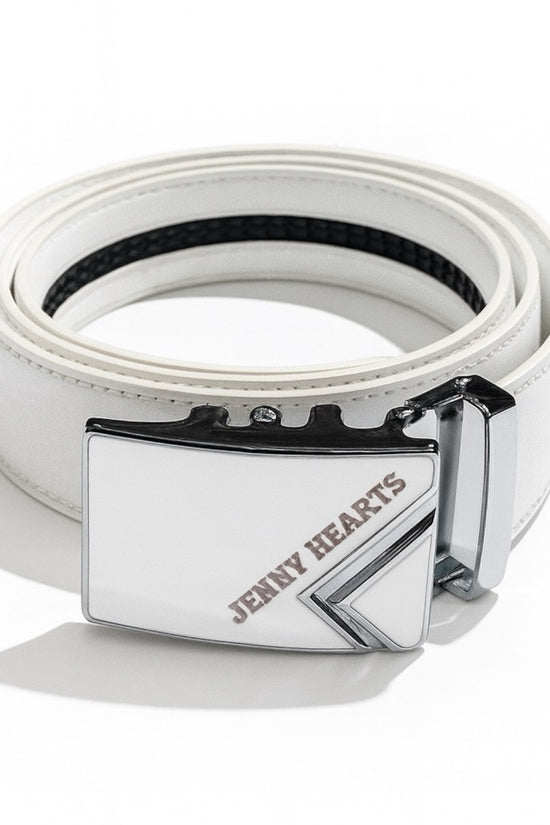 Mens Ladies Golf Belt  ゴルフウェア 男女兼用 ベルト 本革 レザー 白 自動バックル 穴なし スライド 幅3.5cm  長さ125cm