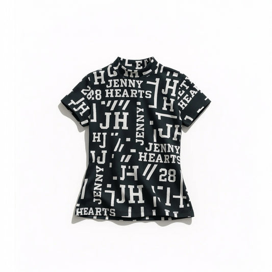 Ladies Mock Neck Logotipo レディースゴルフウェア 夏 モックネック 半袖 ストレッチ 速乾 肌触りなめらか UVカット おしゃれ 可愛い