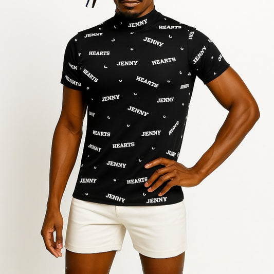 Mens Smooth Mock Brand Logo  メンズゴルフウェア モックネック 半袖 接触冷感 伸縮性高い なめらか肌触り 速乾 UVカット