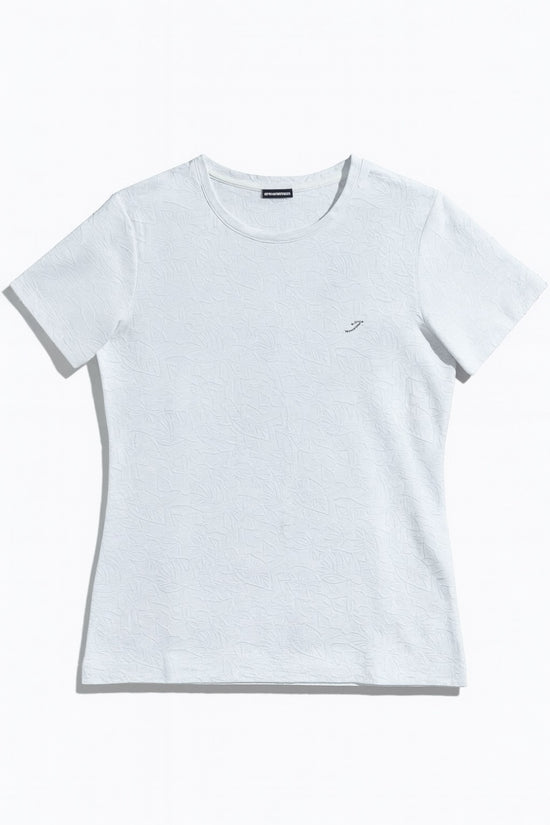 Unisex Rhinestone Crew Neck ラインストーン クルーネック エンボス加工 オシャレ ハイビスカス柄 白 高級感 日本製