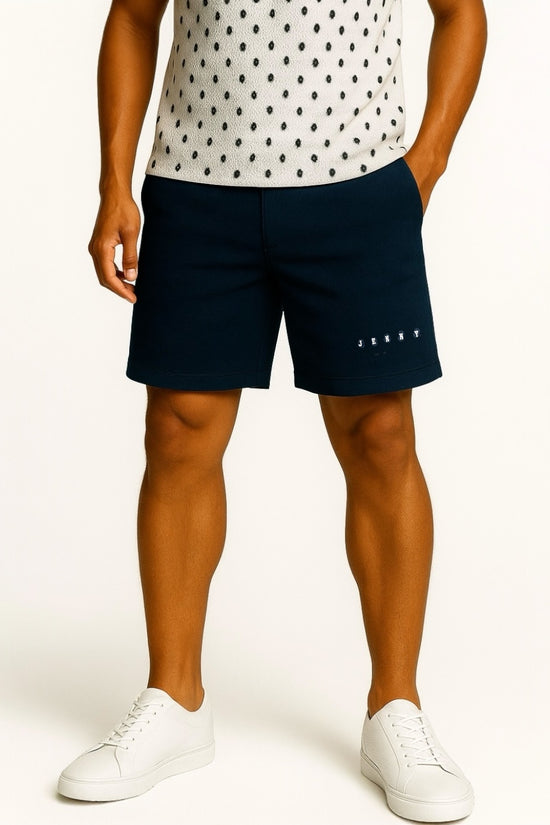 Mens Half Pants Popcorn Knit ゴルフウェア メンズ 夏秋春 ハーフパンツ 短パン ポップコーンニット 超軽量 伸びる 吸水速乾 消臭 UVカット D管 紺 日本製