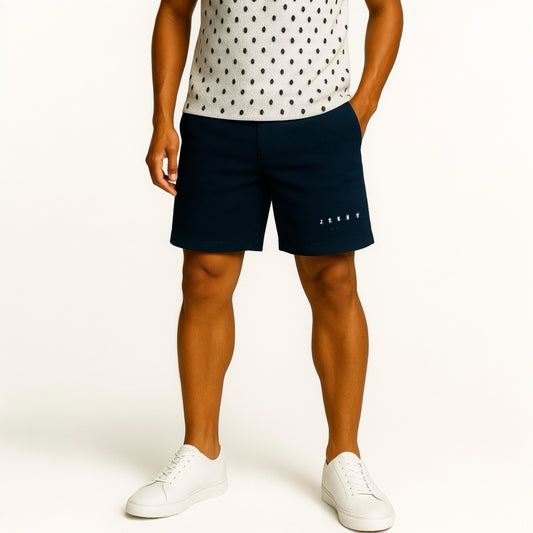 Mens Half Pants Popcorn Knit ゴルフウェア メンズ 夏秋春 ハーフパンツ 短パン ポップコーンニット 超軽量 伸びる 吸水速乾 消臭 UVカット D管 紺 日本製