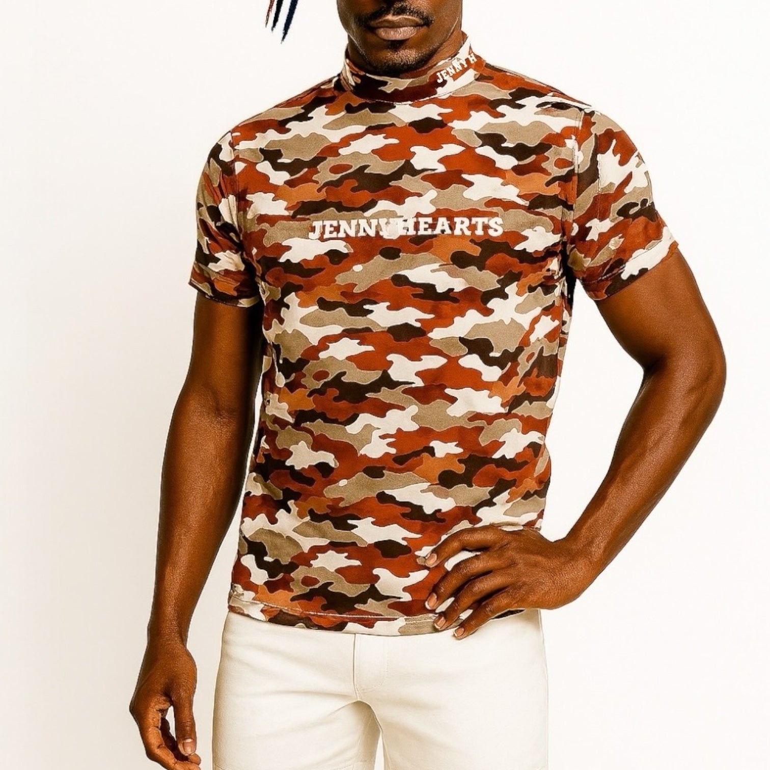 Mens Smooth Mock Camouflage カモフラージュ 接触冷感 なめらか肌触り おしゃれ 春夏 メンズゴルフウェア