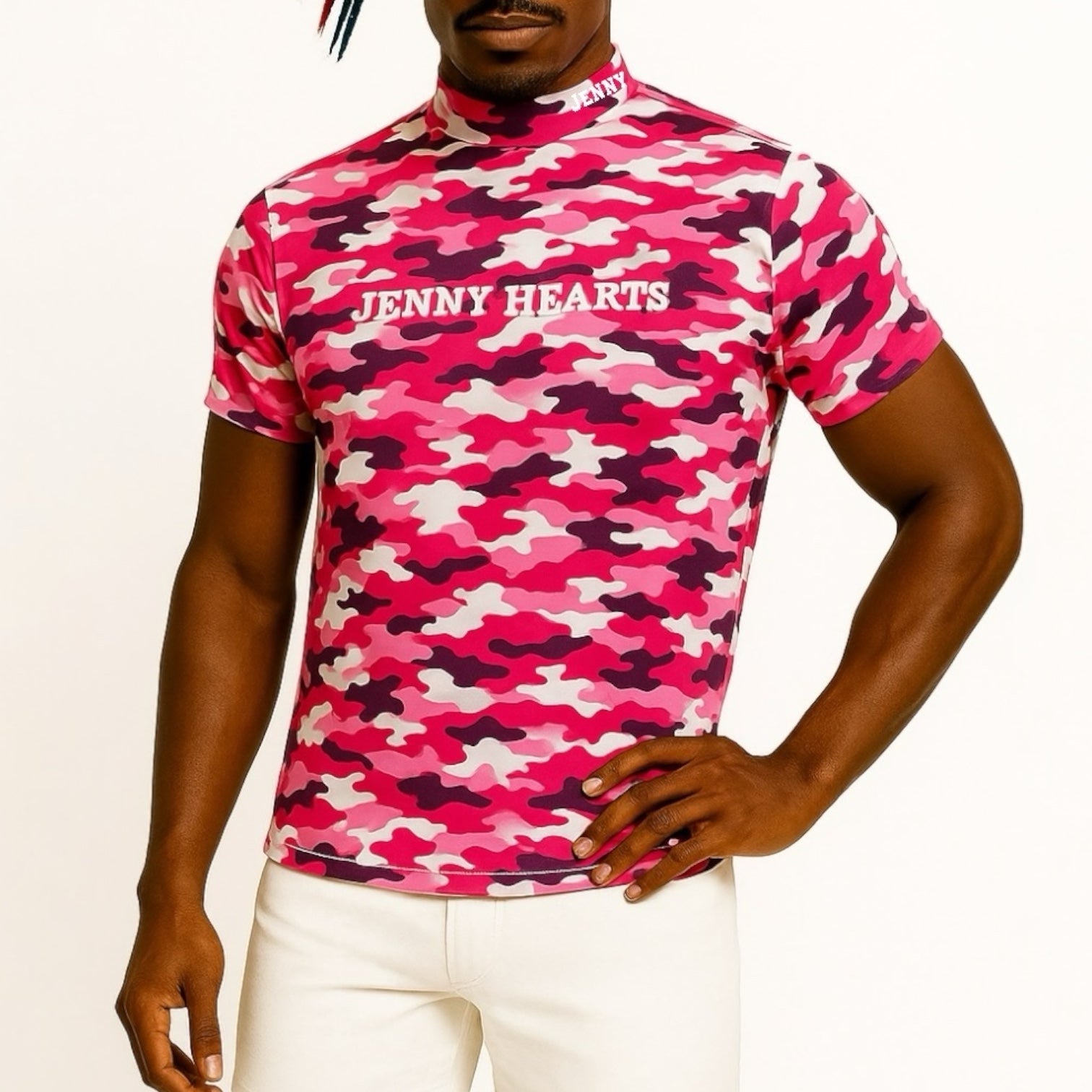 Mens Smooth Mock Camouflage カモフラージュ 接触冷感 なめらか肌触り おしゃれ 春夏 メンズゴルフウェア