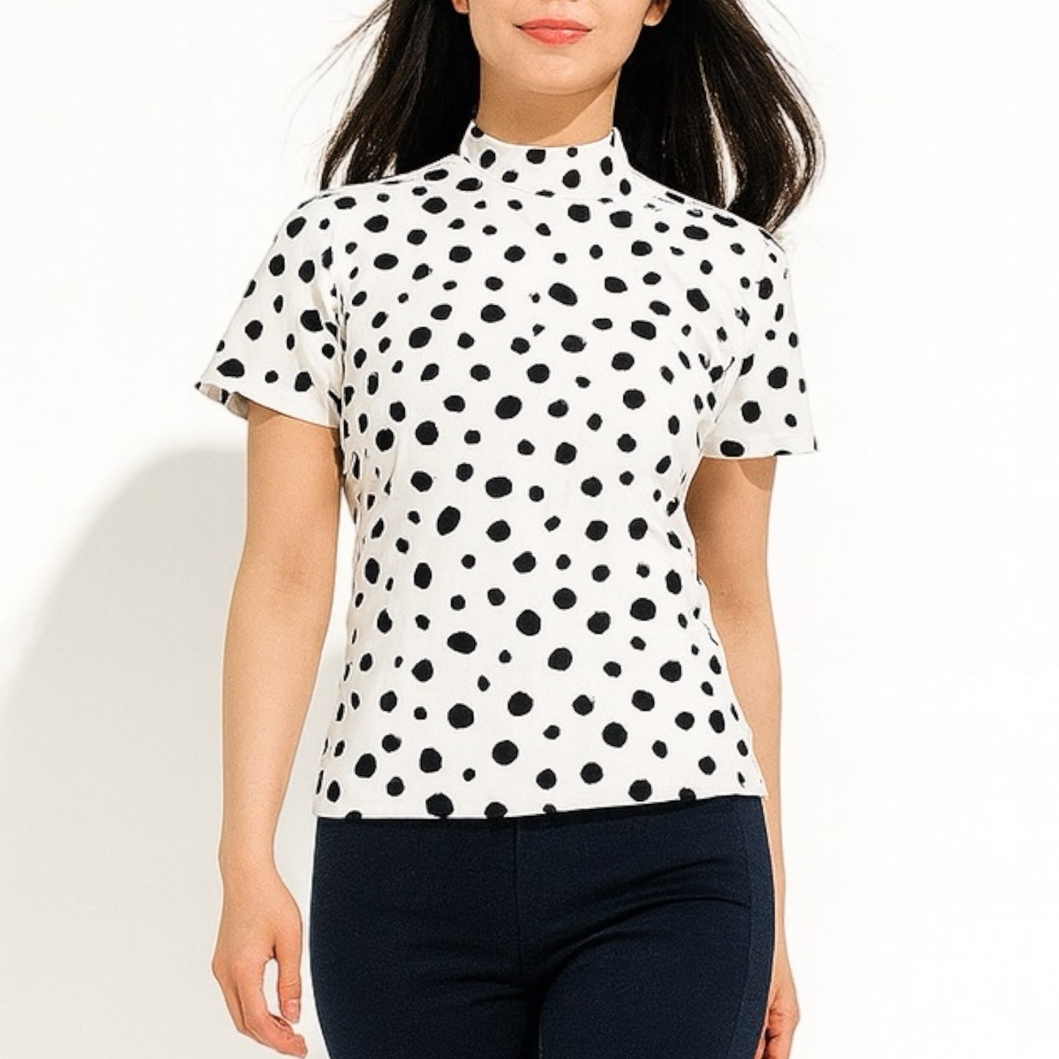 Ladies Animal Mock Neck Leopard レディースゴルフウェア アニマル モックネック 夏 半袖 レオパード 豹柄 伸縮性高い 肌触り柔らか 速乾 UVカット ホワイト おしゃれ 可愛い ゴルフ女子 おすすめ プレゼント