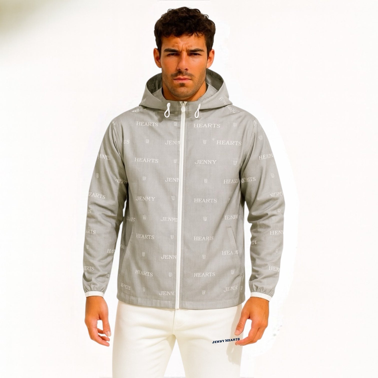 Mens Logotipo Blouson ゴルフウェア メンズ ブルゾン ジャンパー フード付き 軽量 極薄生地 裏メッシュ 撥水 UVカット 春夏秋 オールシーズン