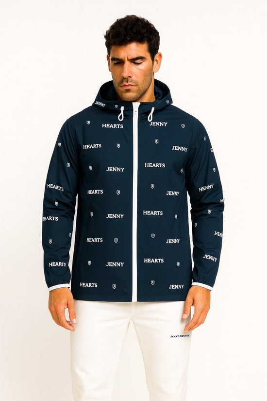 Mens Logotipo Blouson ゴルフウェア メンズ ブルゾン ジャンパー フード付き 軽量 極薄生地 裏メッシュ 撥水 UVカット 春夏秋 オールシーズン