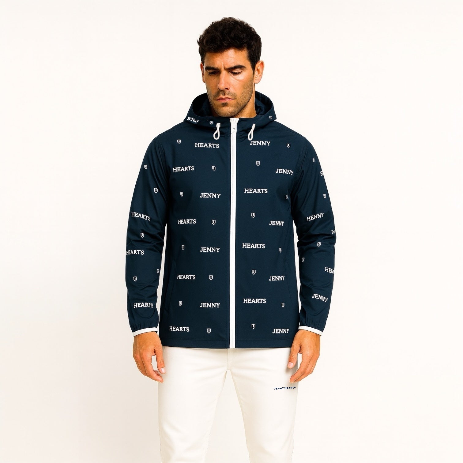 Mens Logotipo Blouson ゴルフウェア メンズ ブルゾン ジャンパー フード付き 軽量 極薄生地 裏メッシュ 撥水 UVカット 春夏秋 オールシーズン