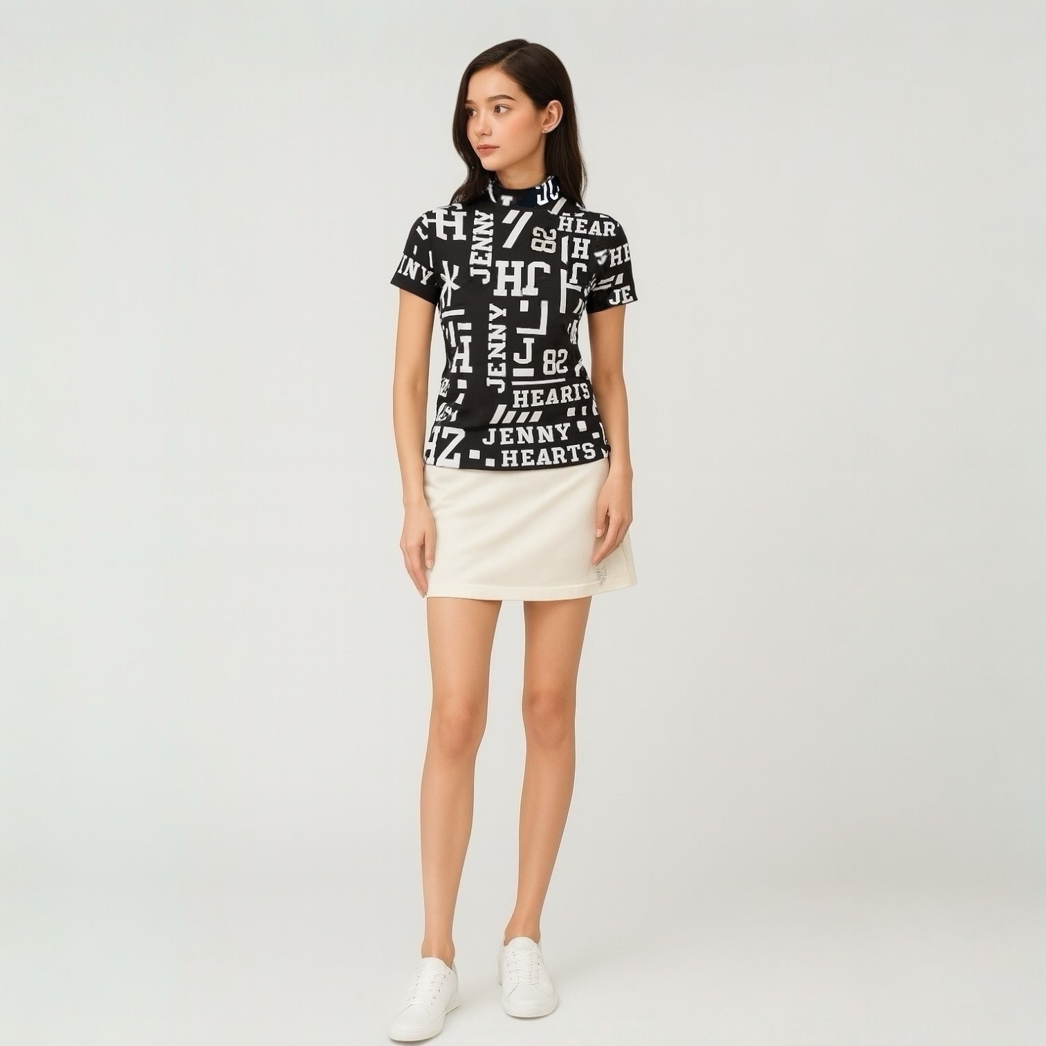 Ladies Mock Neck Logotipo レディースゴルフウェア 夏 モックネック 半袖 ストレッチ 速乾 肌触りなめらか UVカット おしゃれ 可愛い
