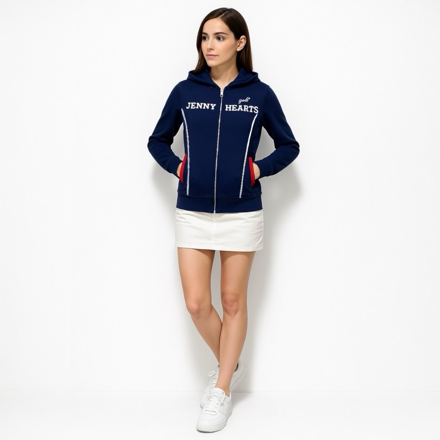Ladies Light Weight Knit Hoodie レディース ゴルフブルゾン パーカー ダブルジップ 軽量 伸縮性 速乾性 フード 丸洗い イージーケア ポリエステル ニット