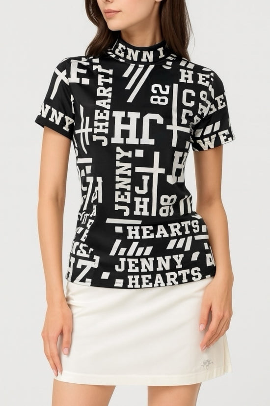 Ladies Mock Neck Logotipo レディースゴルフウェア 夏 モックネック 半袖 ストレッチ 速乾 肌触りなめらか UVカット おしゃれ 可愛い