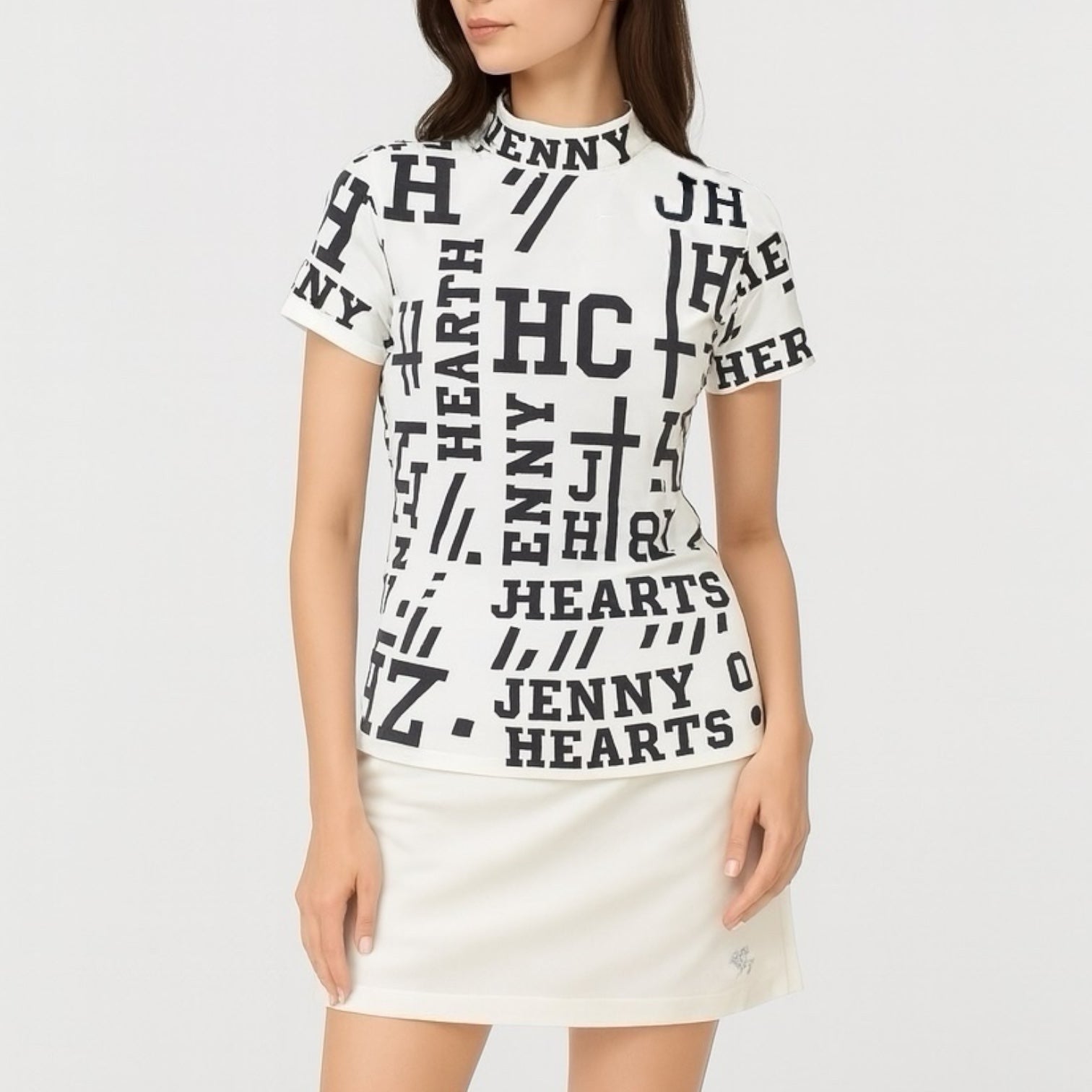 Ladies Mock Neck Logotipo レディースゴルフウェア 夏 モックネック 半袖 ストレッチ 速乾 肌触りなめらか UVカット おしゃれ 可愛い