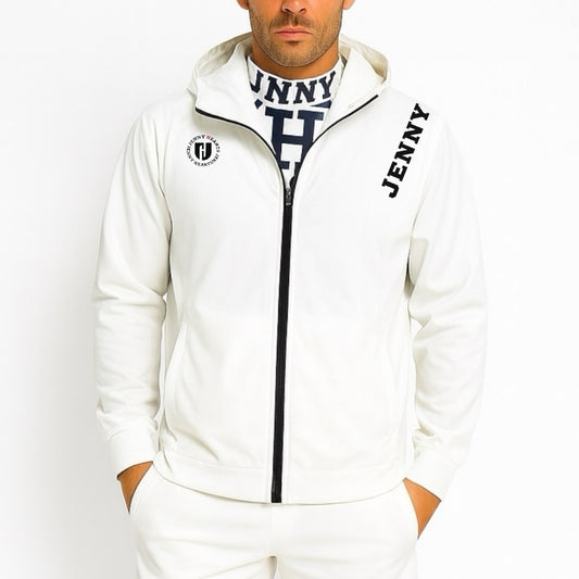 Mens Smooth Hoodie メンズ ゴルフウェア ブルゾン パーカー 接触冷感 なめらか肌触り ハイストレッチ UVカット おしゃれ フード付き 春夏秋