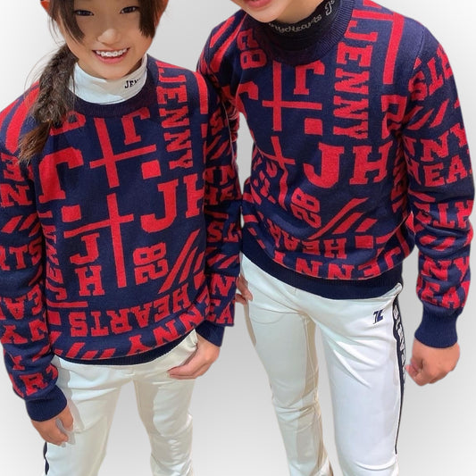 ガールズ ゴルフセーター ウール混 秋冬 伸縮性 保温性 おしゃれ かわいい ジュニアゴルフウェア