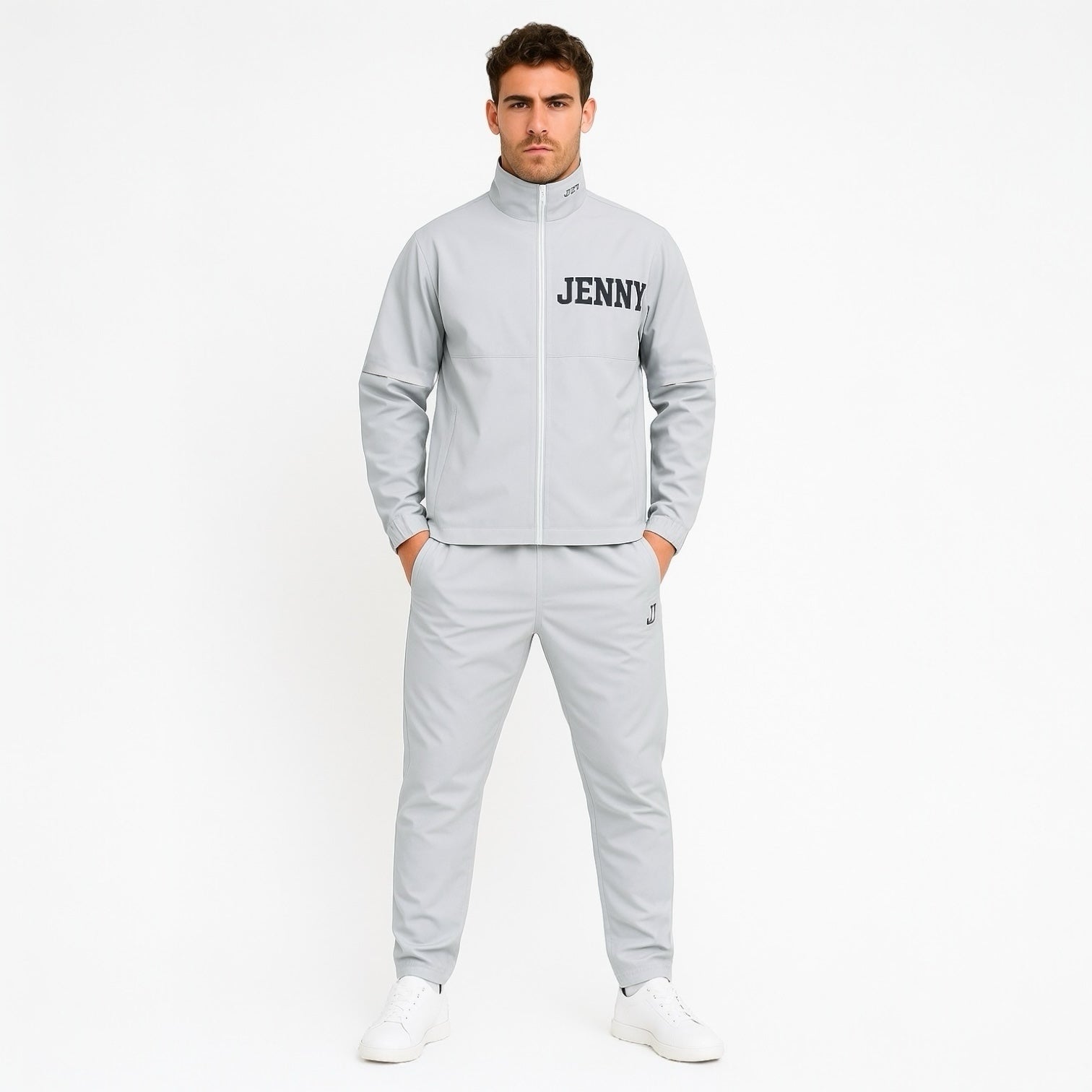 Unisex Rain Suit Light Grey JH-24R1001 ゴルフレインスーツ ユニセックス 上下セット オールシーズン 撥水 防水 カッパ