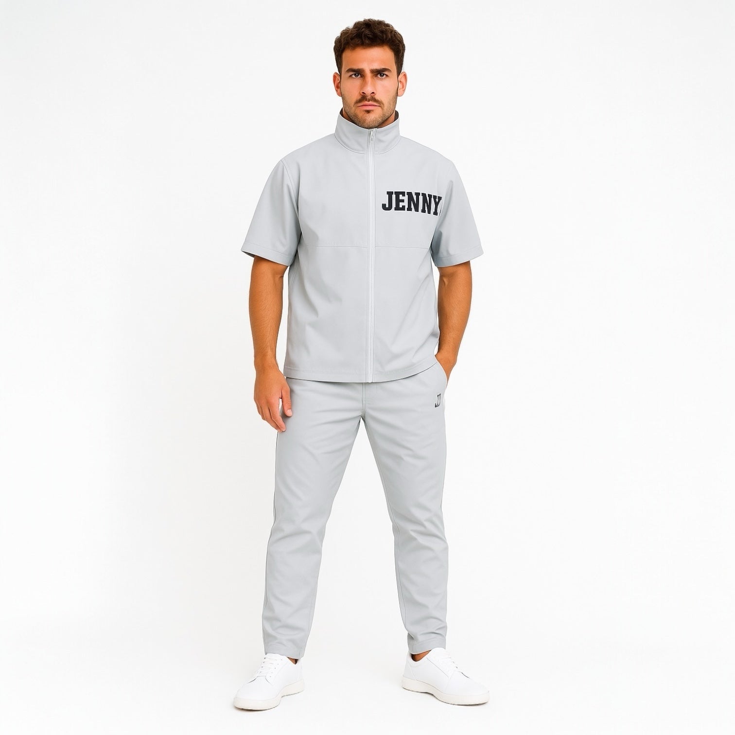 Unisex Rain Suit Light Grey JH-24R1001 ゴルフレインスーツ ユニセックス 上下セット オールシーズン 撥水 防水 カッパ