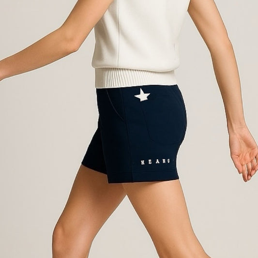 Ladies Short Pants Popcorn Knit ゴルフウェア レディース 夏秋春 ショートパンツ 短パン 超軽量 ポップコーンニット 伸びる 吸水速乾 消臭 UVカット 星柄 紺 日本製