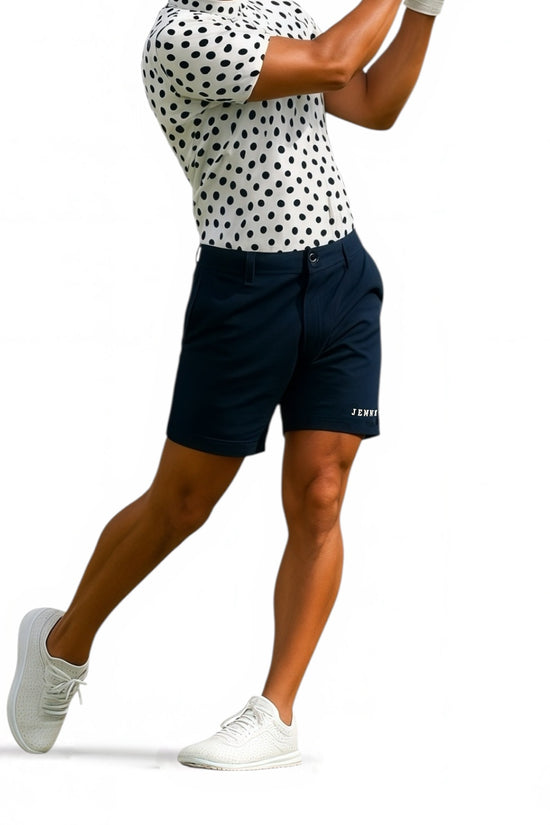 Mens Half Pants Popcorn Knit ゴルフウェア メンズ 夏秋春 ハーフパンツ 短パン ポップコーンニット 超軽量 伸びる 吸水速乾 消臭 UVカット D管 紺 日本製