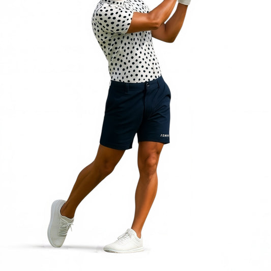 Mens Half Pants Popcorn Knit ゴルフウェア メンズ 夏秋春 ハーフパンツ 短パン ポップコーンニット 超軽量 伸びる 吸水速乾 消臭 UVカット D管 紺 日本製