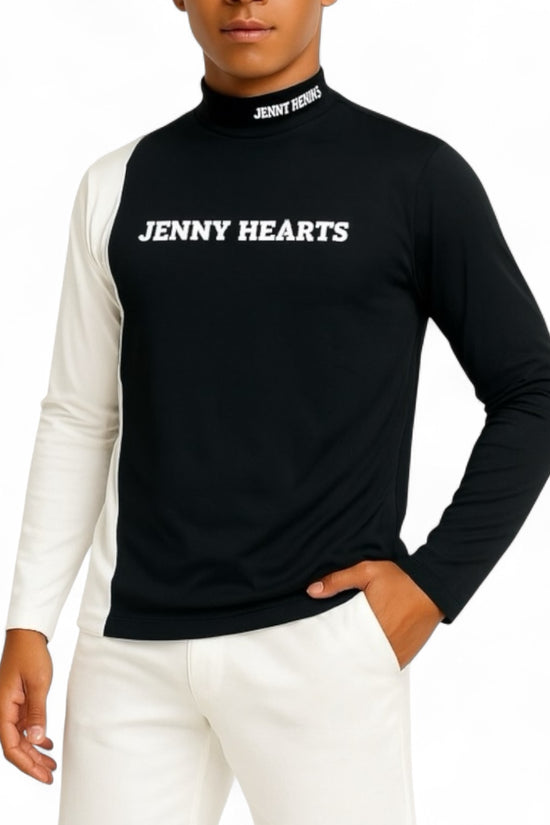 Men's mock neck long sleeve golf wear for spring and autumn. High-performance, luxurious, lightweight, stretchy, and stylish.