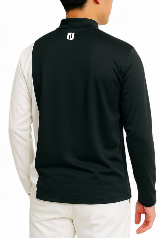 Men's mock neck long sleeve golf wear for spring and autumn. High-performance, luxurious, lightweight, stretchy, and stylish.