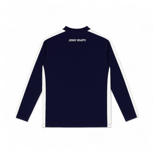 Men's Mock Neck Spandex Golf Apparel: Ultimate Smoothness, Men's Summer Mock Neck Long Sleeves, Lightweight, Navy, Two-Tone Color, UV Protection, Quick Drying, Excellent Stretchy, Stylish