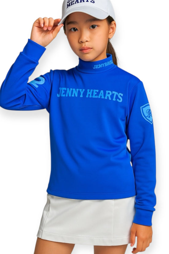 Junior Unisex Mock Neck Long Sleeve Golf Top for Spring/Summer, Cool to the Touch, Quick-Drying, UV Protection, Stretchy, Unisex, Boys and Girls, Sizes 130cm, 140cm, 150cm, Made in Japan
