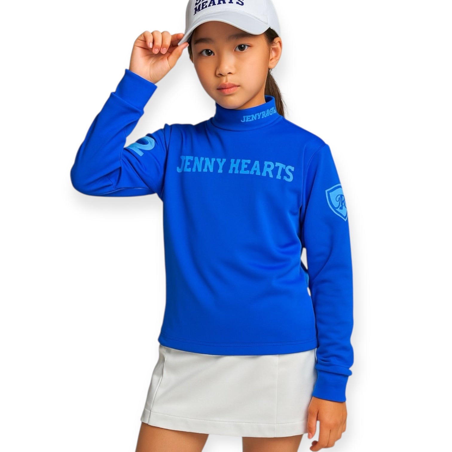 Junior Unisex Mock Neck Long Sleeve Golf Top for Spring/Summer, Cool to the Touch, Quick-Drying, UV Protection, Stretchy, Unisex, Boys and Girls, Sizes 130cm, 140cm, 150cm, Made in Japan