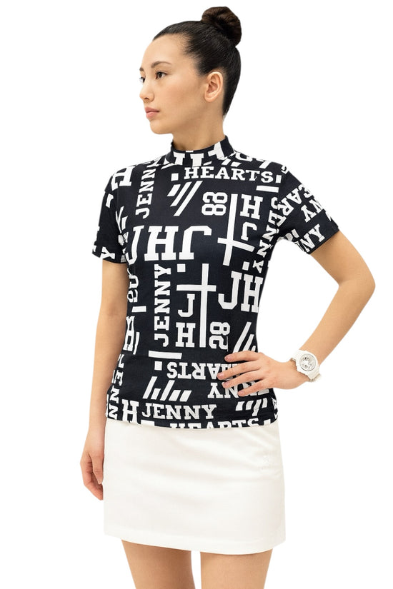 Women's Mock Neck Logotipo Women's Summer Golf Wear, Mock Neck, Short Sleeves, Stretch, Quick-Drying, Smooth to the Touch, UV Protection, Stylish and Cute