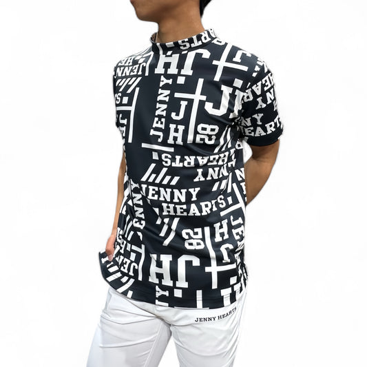 Men's Mock Neck Logotipo Golf Apparel for Summer, Mock Neck, Short Sleeves, Stretch, Quick-Drying, Smooth to the Touch, UV Protection, Stylish and Cute