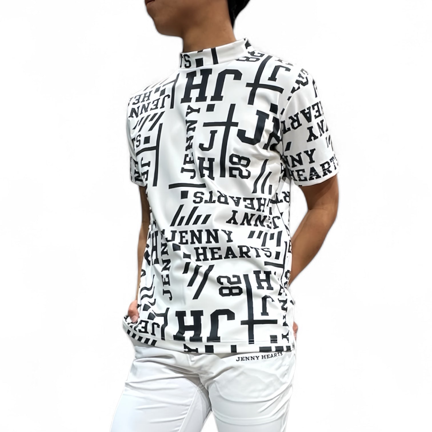 Men's Mock Neck Logotipo Golf Apparel for Summer, Mock Neck, Short Sleeves, Stretch, Quick-Drying, Smooth to the Touch, UV Protection, Stylish and Cute