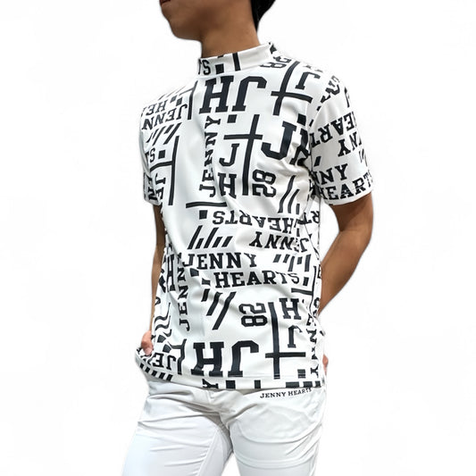 Men's Mock Neck Logotipo Golf Apparel for Summer, Mock Neck, Short Sleeves, Stretch, Quick-Drying, Smooth to the Touch, UV Protection, Stylish and Cute