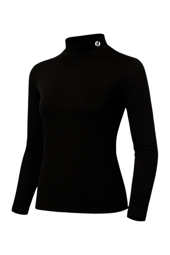 Ladies' Inner Shirt, Long Sleeve, High Neck, White, Black, Women's Golf Wear, Junior Golf Wear