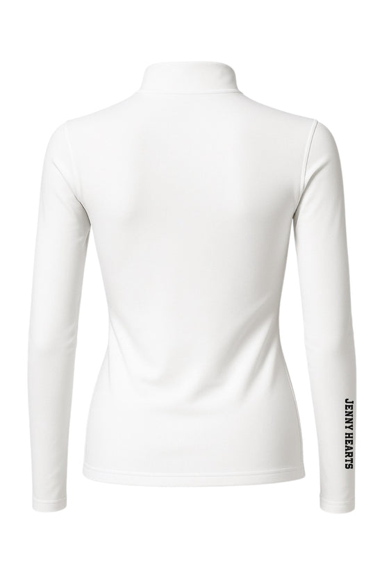 Ladies' Inner Shirt, Long Sleeve, High Neck, White, Black, Women's Golf Wear, Junior Golf Wear