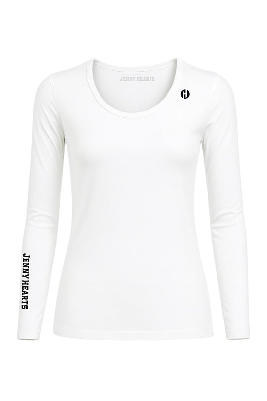 Women's and Girls' Long Sleeve Crew Neck Inner Shirt in White and Black. Junior Golf Wear.