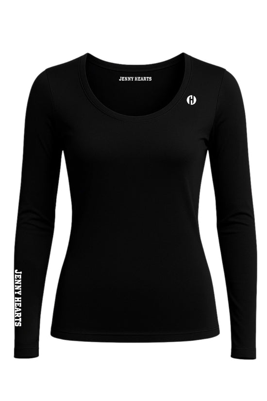 Women's and Girls' Long Sleeve Crew Neck Inner Shirt in White and Black. Junior Golf Wear.