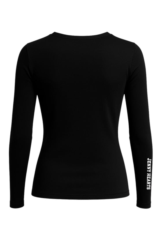 Women's and Girls' Long Sleeve Crew Neck Inner Shirt in White and Black. Junior Golf Wear.