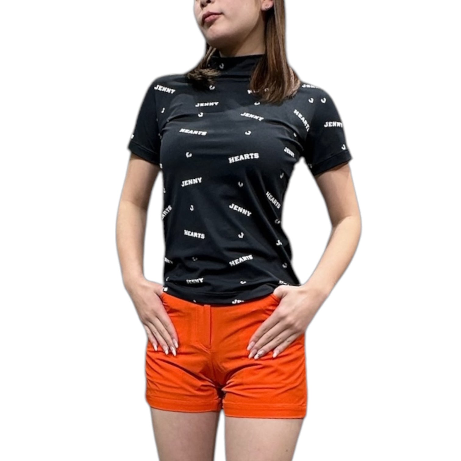 Women's Smooth Mock Brand Logo Golf Apparel, Mock Neck, Short Sleeves, Cooling Touch, Smooth Feel, UV Protection, Highly Stretchy, Stylish for Spring and Summer