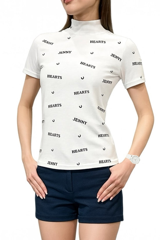 Women's Smooth Mock Brand Logo Golf Apparel, Mock Neck, Short Sleeves, Cooling Touch, Smooth Feel, UV Protection, Highly Stretchy, Stylish for Spring and Summer