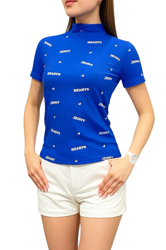 Women's Smooth Mock Brand Logo Golf Apparel, Mock Neck, Short Sleeves, Cooling Touch, Smooth Feel, UV Protection, Highly Stretchy, Stylish for Spring and Summer