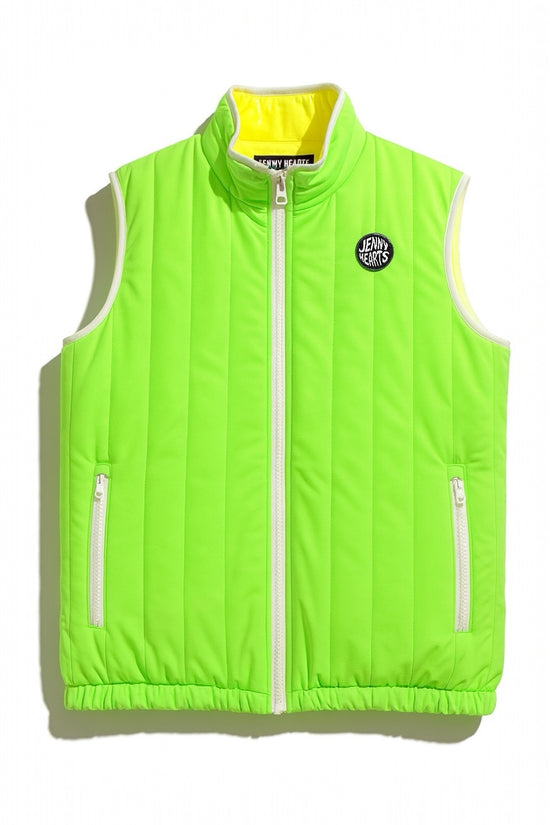 リバーシブル ゴルフ ブルゾン 中綿ベスト メンズ 秋冬 防寒 防風 伸縮性あり 白とターコイズのリバーシブル