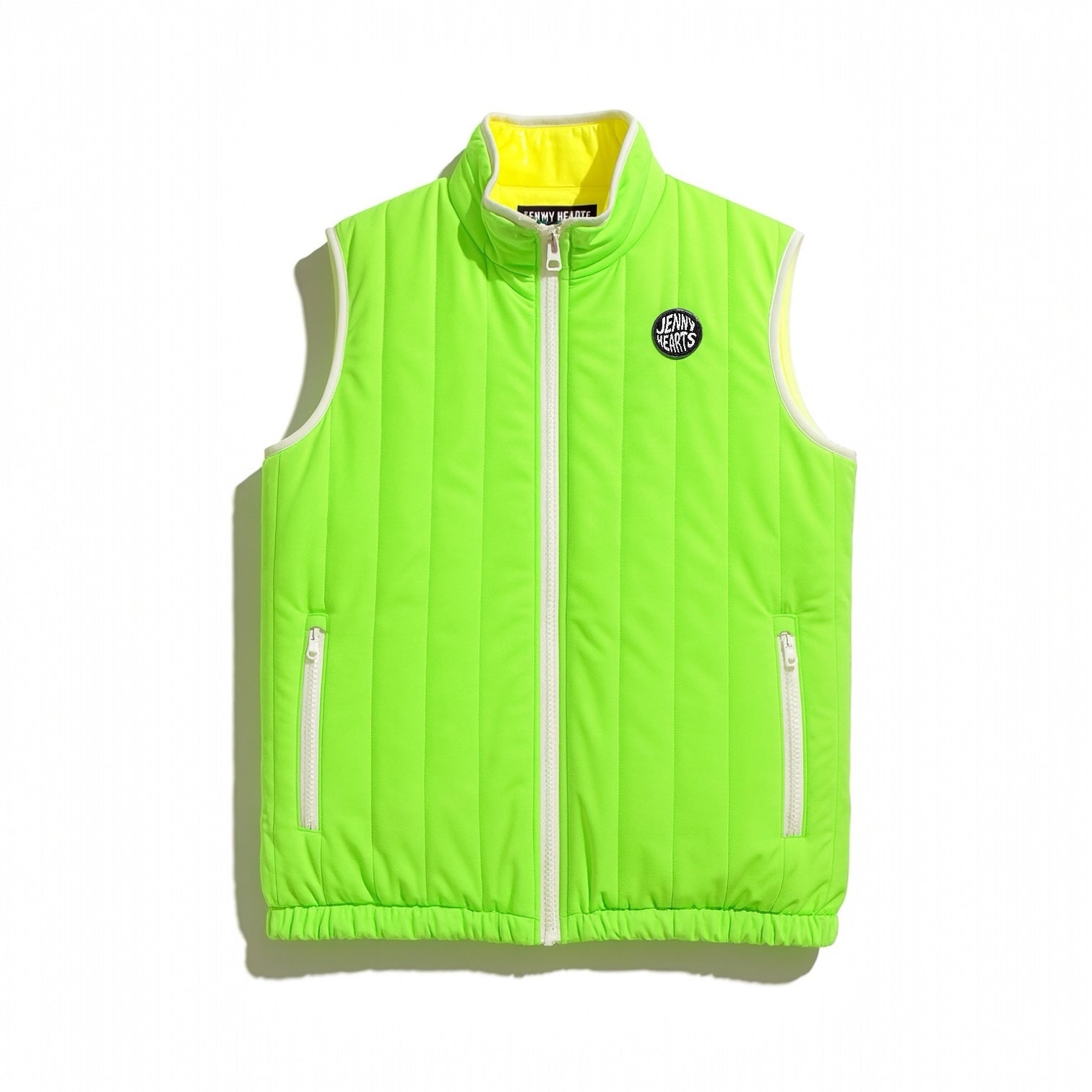 リバーシブル ゴルフ ブルゾン 中綿ベスト メンズ 秋冬 防寒 防風 伸縮性あり 白とターコイズのリバーシブル