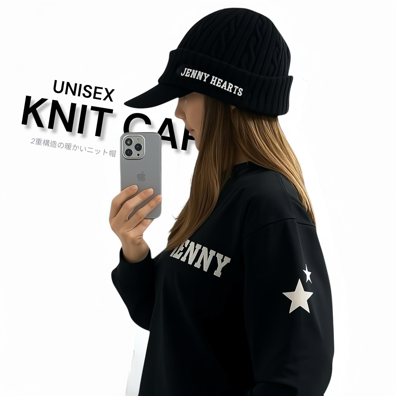 Unisex Knit Cap ツバ付きニットキャップ 男女兼用 ゴルフウェア 二重構造 暖かい 帽子 おしゃれ 2025年秋冬 日本製