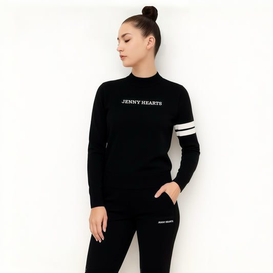 ＼12月1日新発売／High-Gauge Mock Sweater ゴルフウェア レディース セーター ブラック 秋冬 保温 防寒 ハイゲージ使用 上品 エレガント JH25-SW011