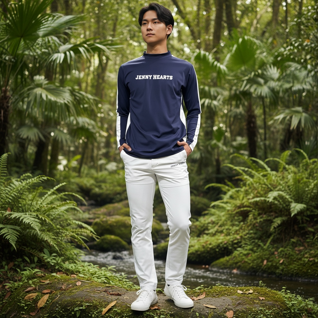 Mens Mock Neck Spandex 究極のなめらかさ ゴルフウェア メンズ 秋春 モックネック 長袖 軽量 ネイビー ツートンカラー UVカット 速乾 伸縮性抜群 おしゃれ