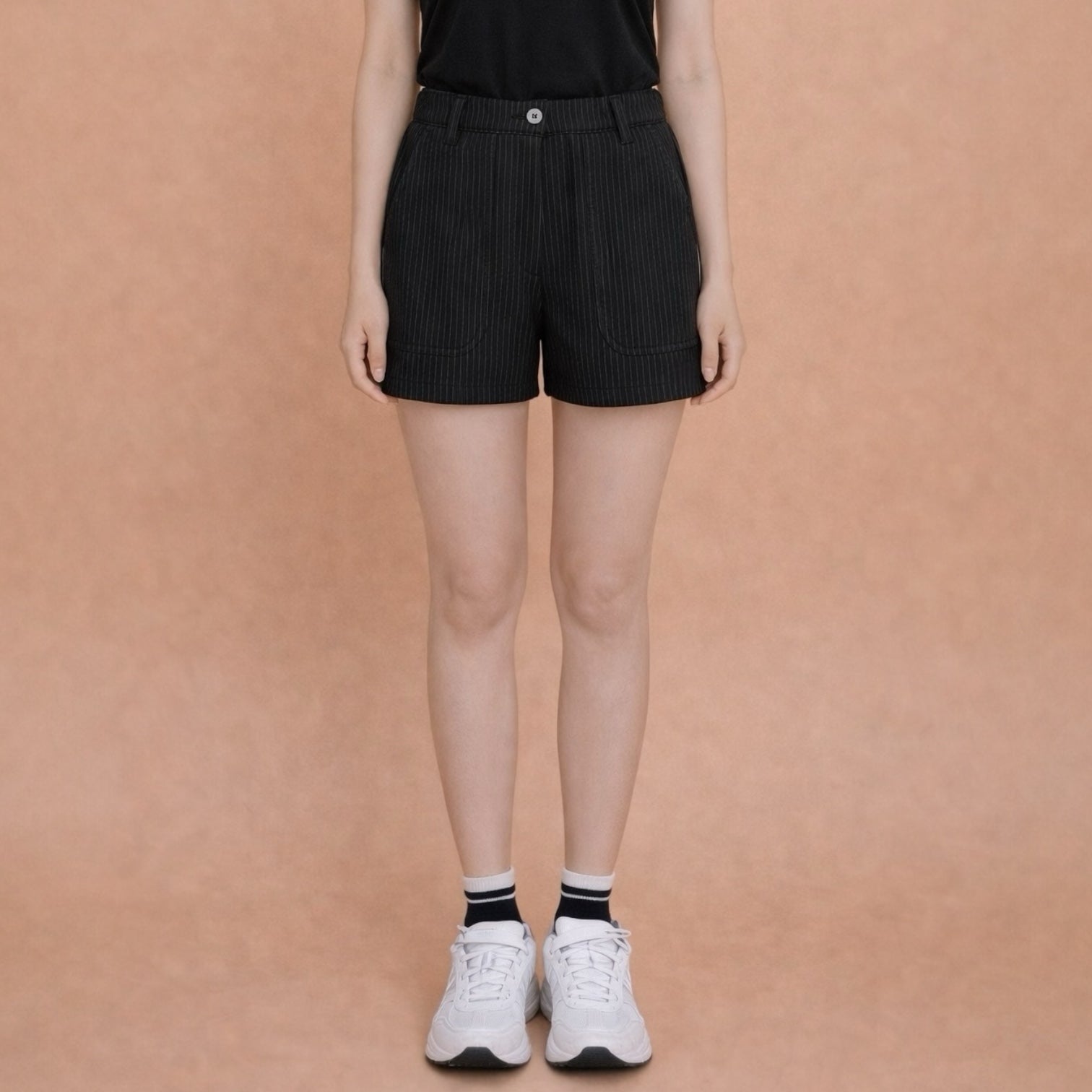 Ladies Silky Stripe Stretch Short Pants J82