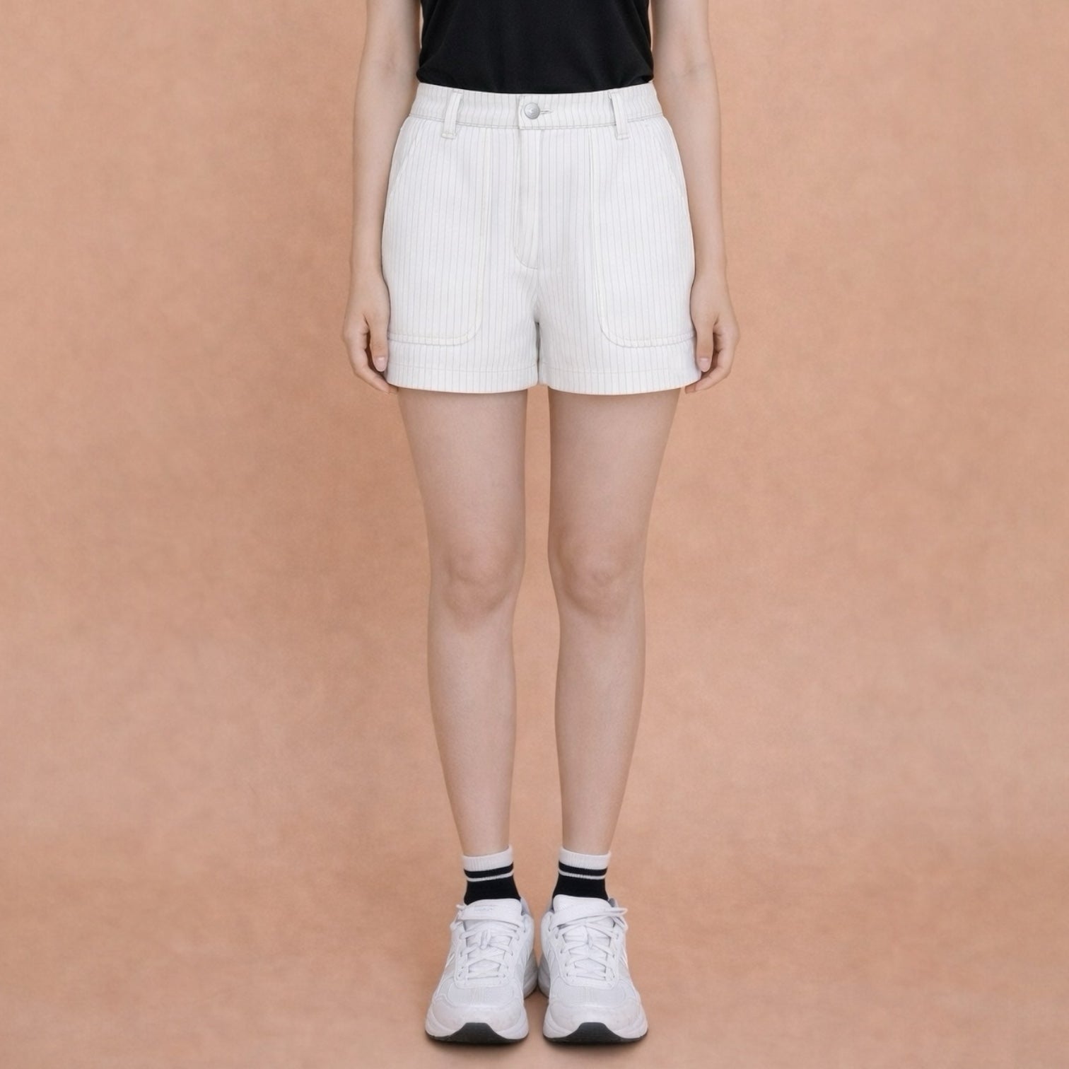 Ladies Silky Stripe Stretch Short Pants J82