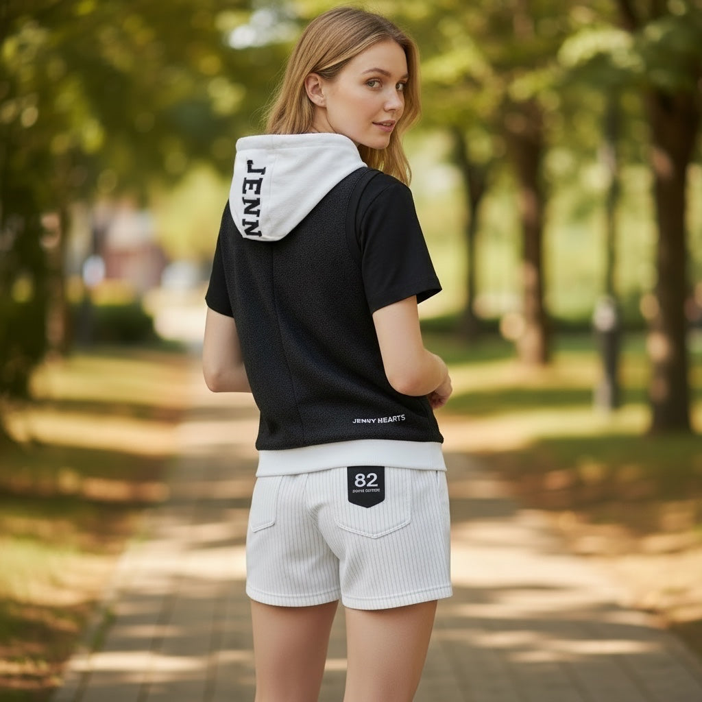 Ladies Silky Stripe Stretch Short Pants J82